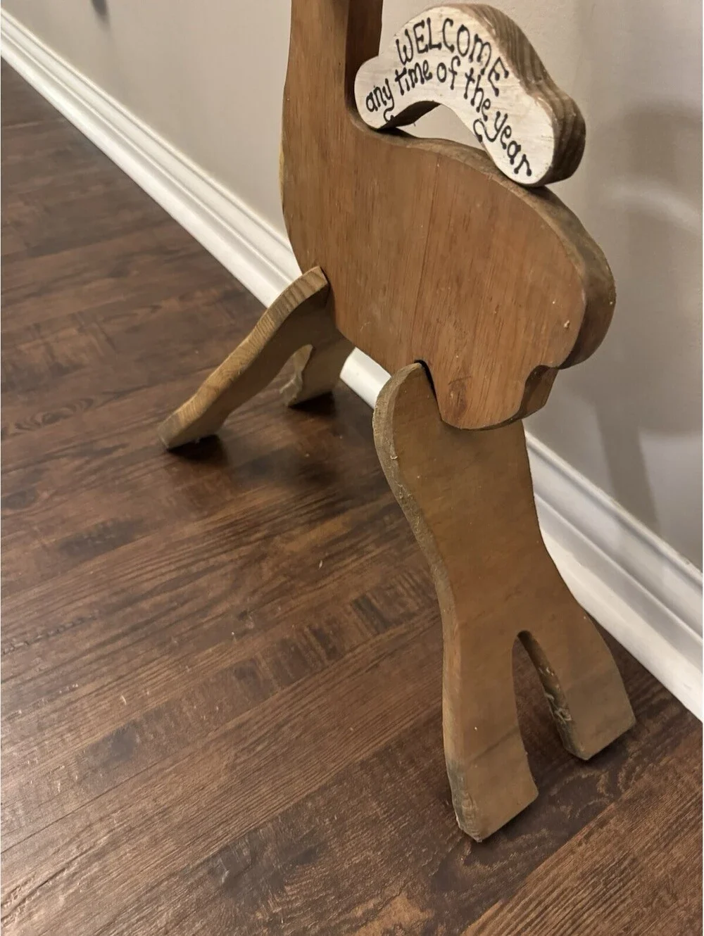 Vintage Wooden Reindeer Handmade With Sign Christmas Wood Puzzle With Extra Legs